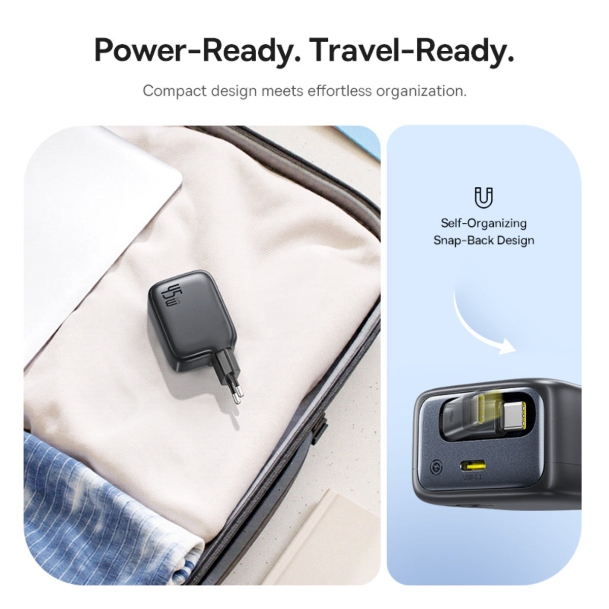 Baseus EnerCore CJ11 Fast Charger with Retractable Cable 2C 45W