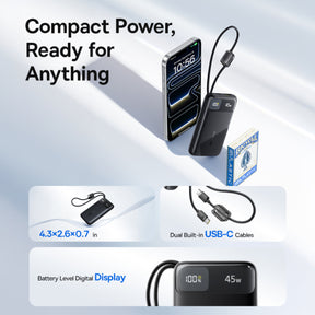 Baseus EnerFill FC11 Power Bank with Dual Built-in USB-C Cables 10000mAh 45W