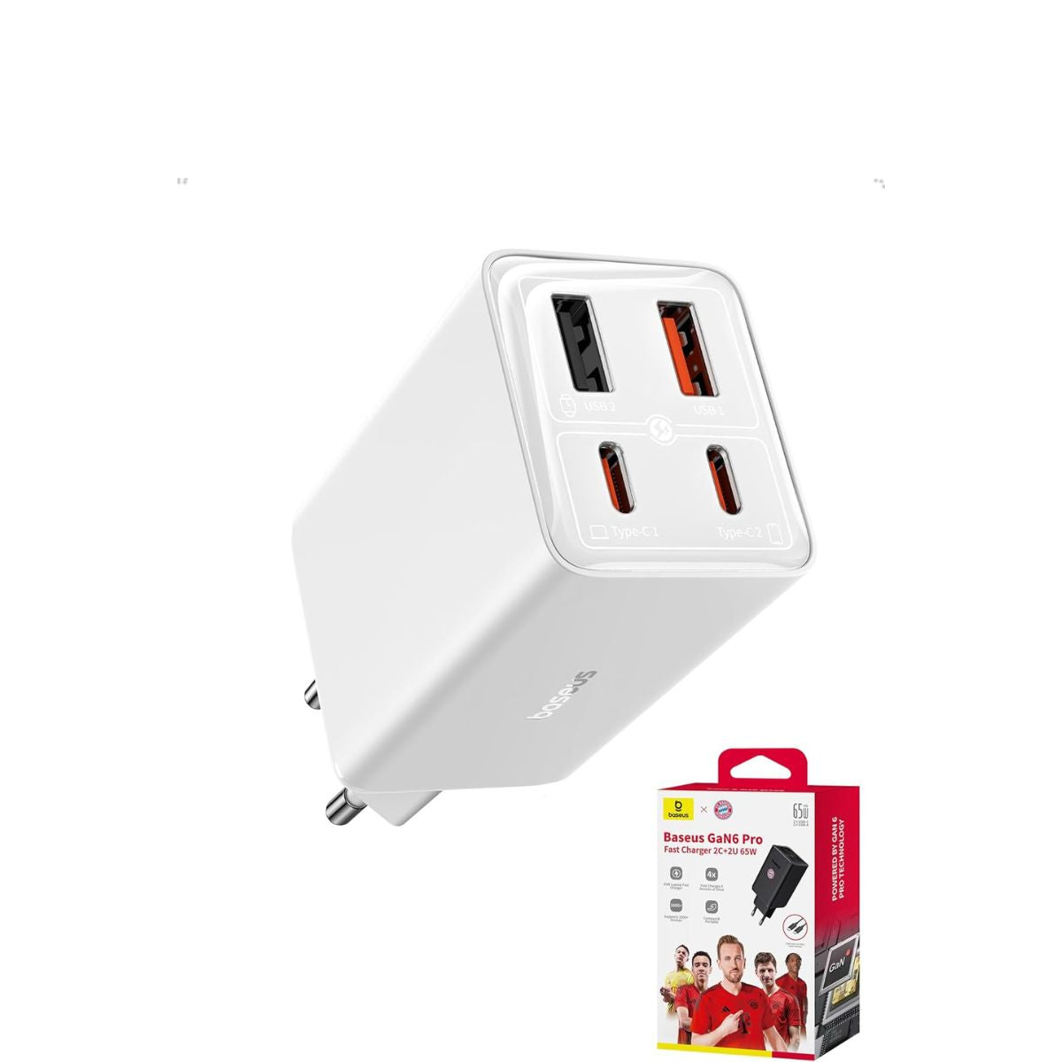 Baseus FC Bayern GaN6 Pro Fast Charger 2C+2U 65W for Free Gift