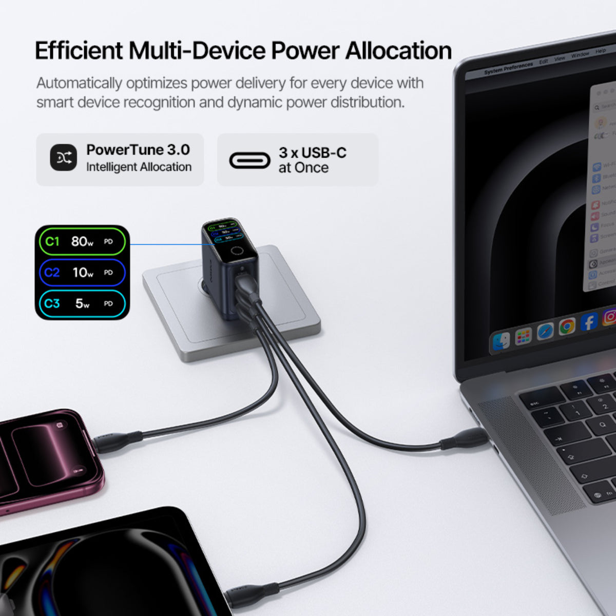 Baseus PicoGo Pro AH22 Digital Display 3-Port Fast Charger 100W